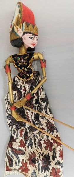 Vintage Oriental wooden rod puppet Indonesia Wayang Golek traditional 24